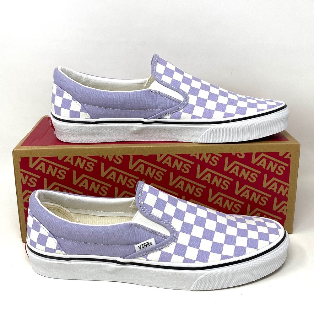 VANS Classic Slip On Checker Lavender Men’s Low Top Canvas Sneakers VN000XG8ARV - Picture 2 of 11